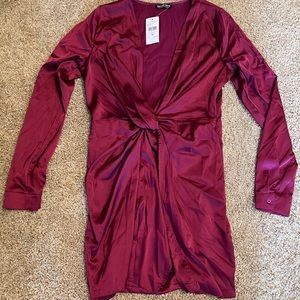 Satin Long Sleeve Dress